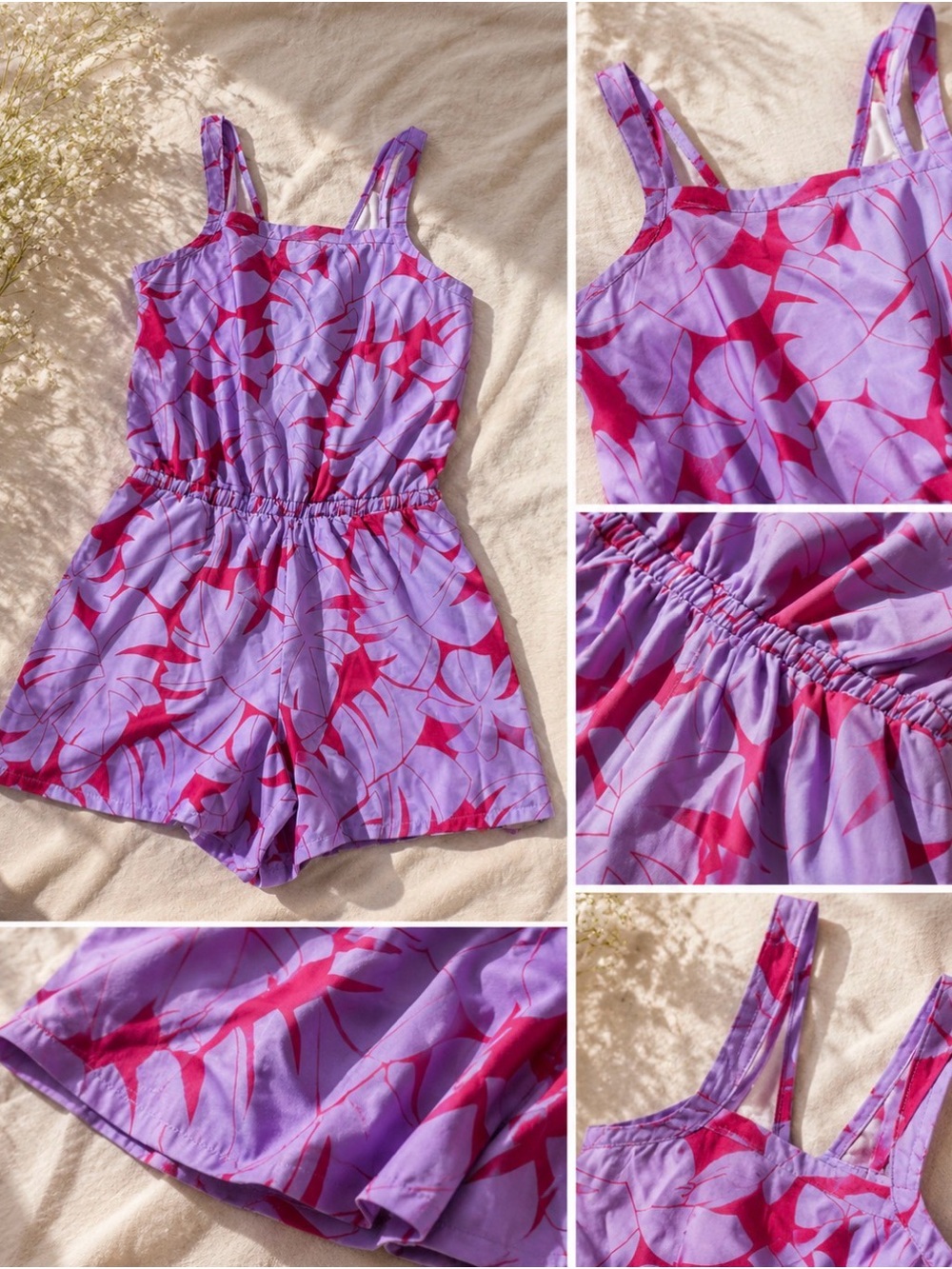 Girls' Lavender & Fuchsia Floral One-Piece Romper - Kids